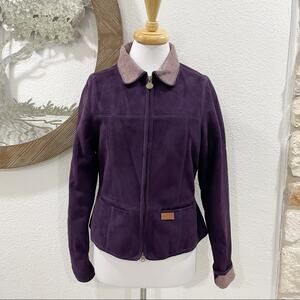 Outback Trading Company Microsuede Short Jacket Fleece Lined Purple Small